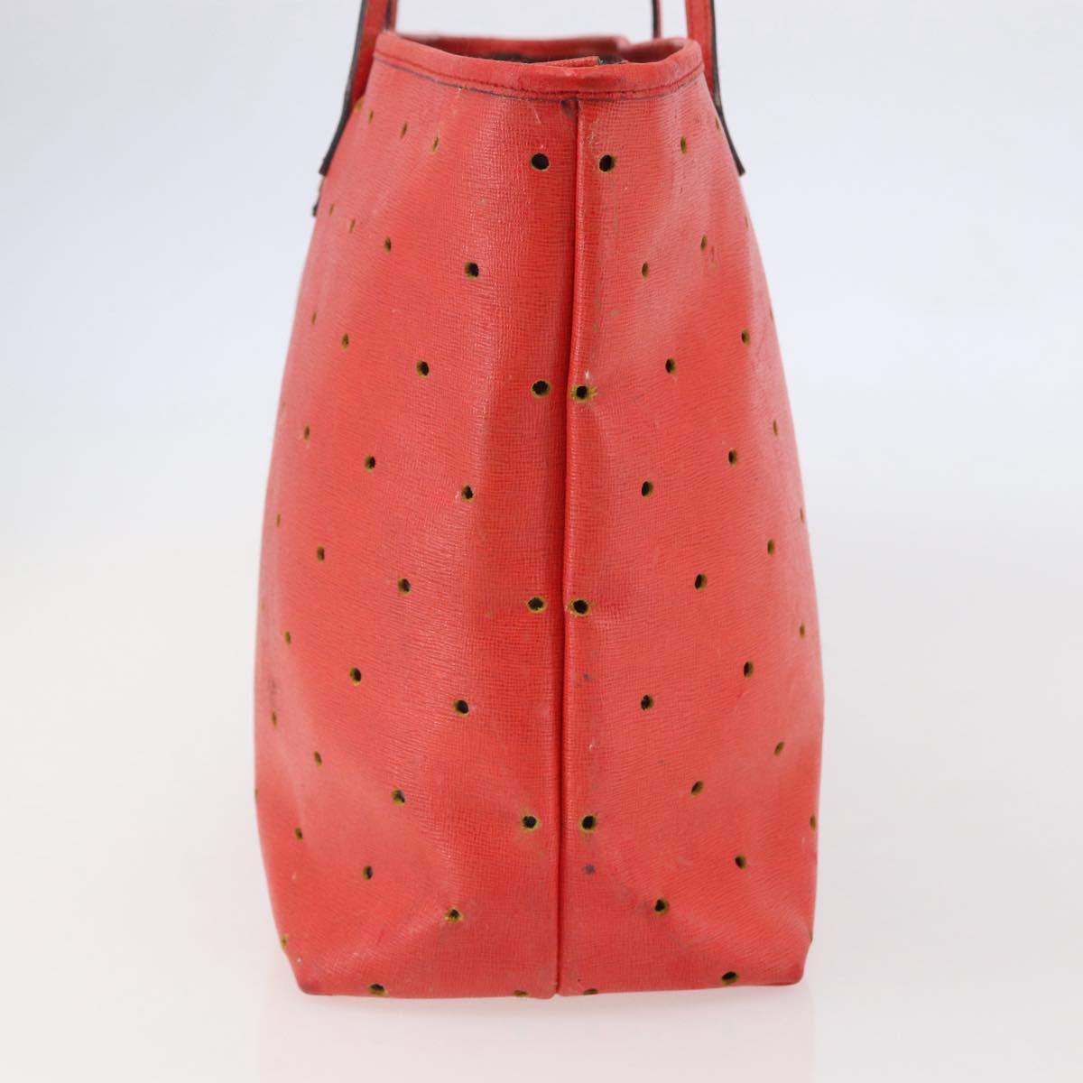 FENDI Tote Bag Punching Leather Orange Gold Auth bs29620