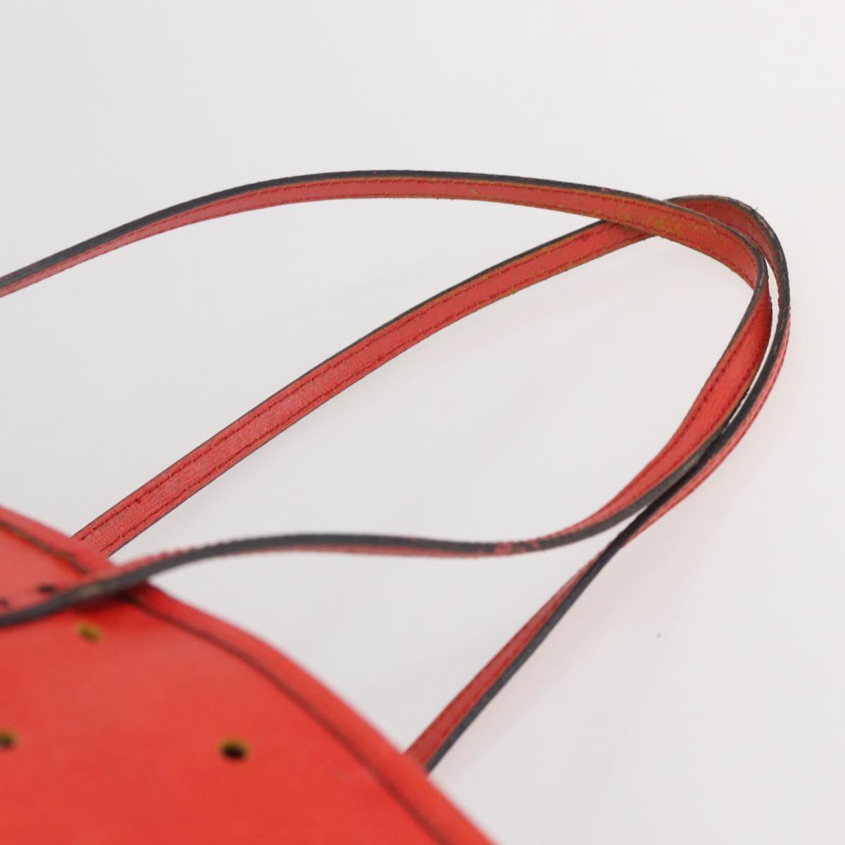 FENDI Tote Bag Punching Leather Orange Gold Auth bs29620