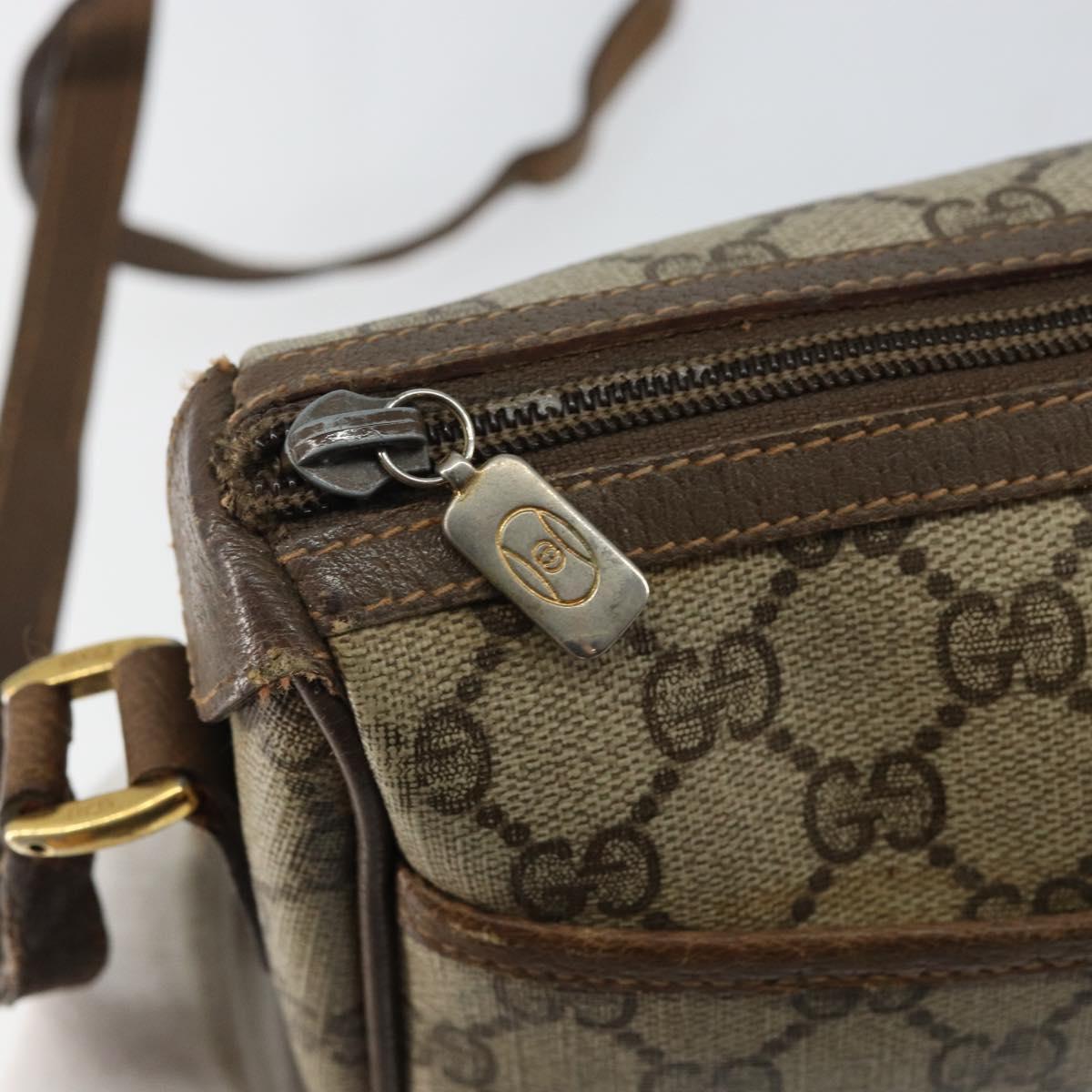 GUCCI GG Supreme Web Sherry Line Shoulder Bag Beige Gold 89 02 032 Auth bs29622