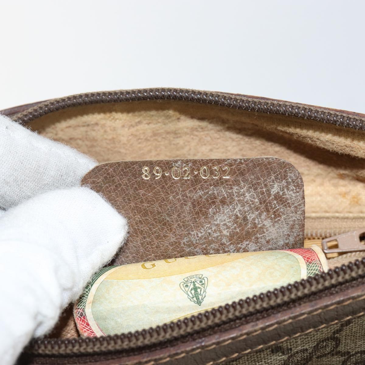 GUCCI GG Supreme Web Sherry Line Shoulder Bag Beige Gold 89 02 032 Auth bs29622