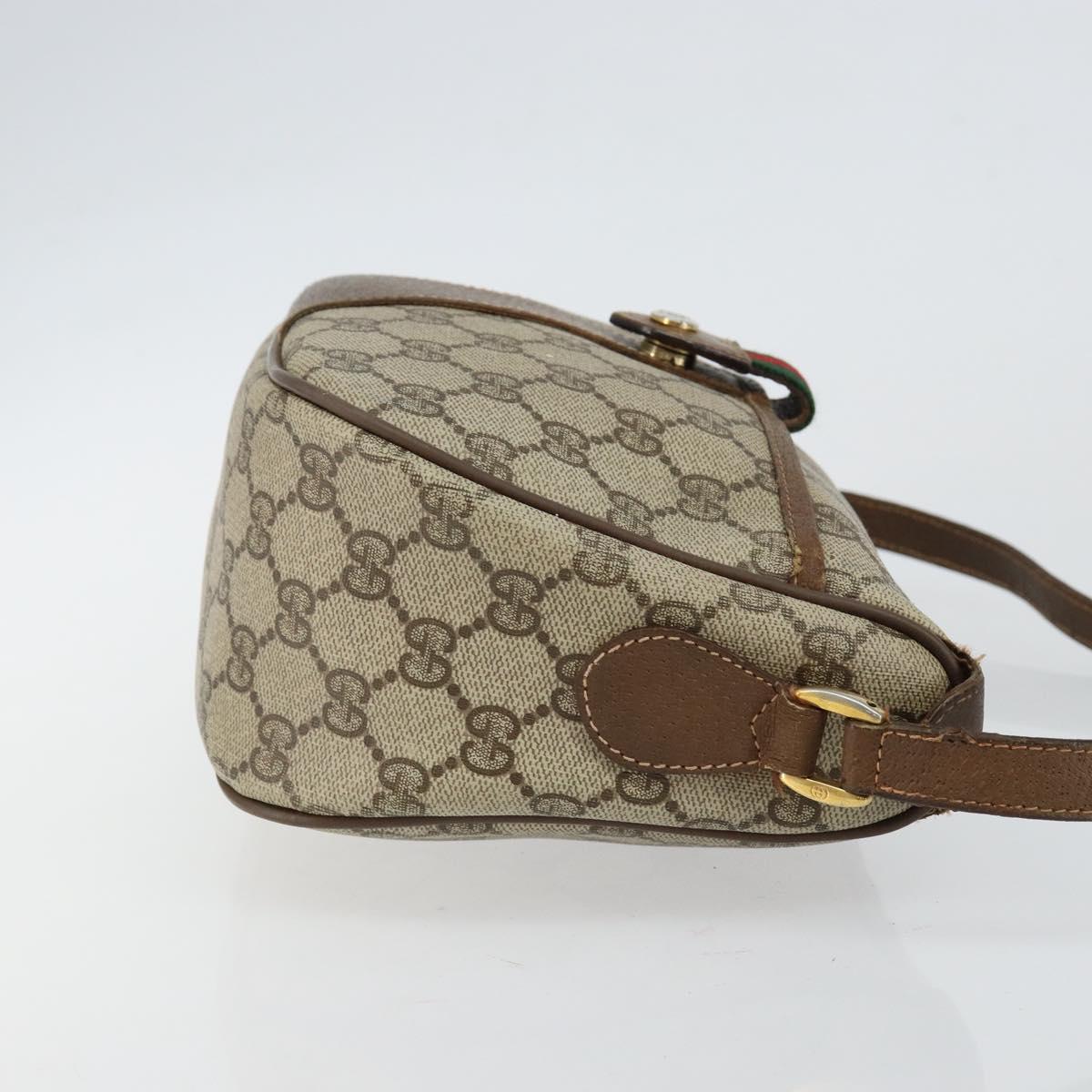 GUCCI GG Supreme Web Sherry Line Shoulder Bag Beige Gold 89 02 032 Auth bs29622