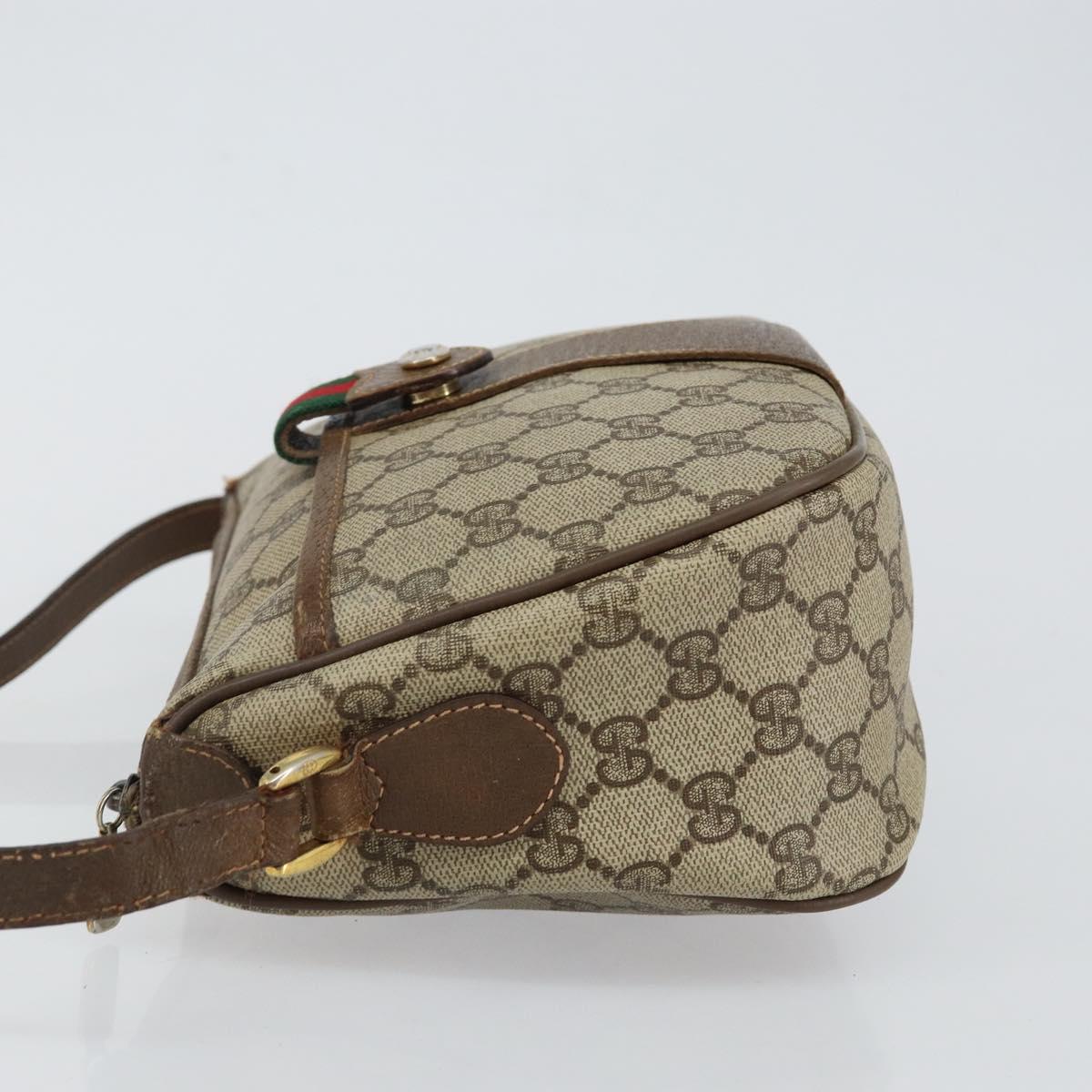 GUCCI GG Supreme Web Sherry Line Shoulder Bag Beige Gold 89 02 032 Auth bs29622