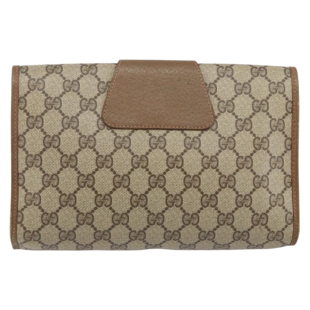 GUCCI GG Supreme Web Sherry Line Bag PVC Beige Gold 89 01 030 Auth bs29623