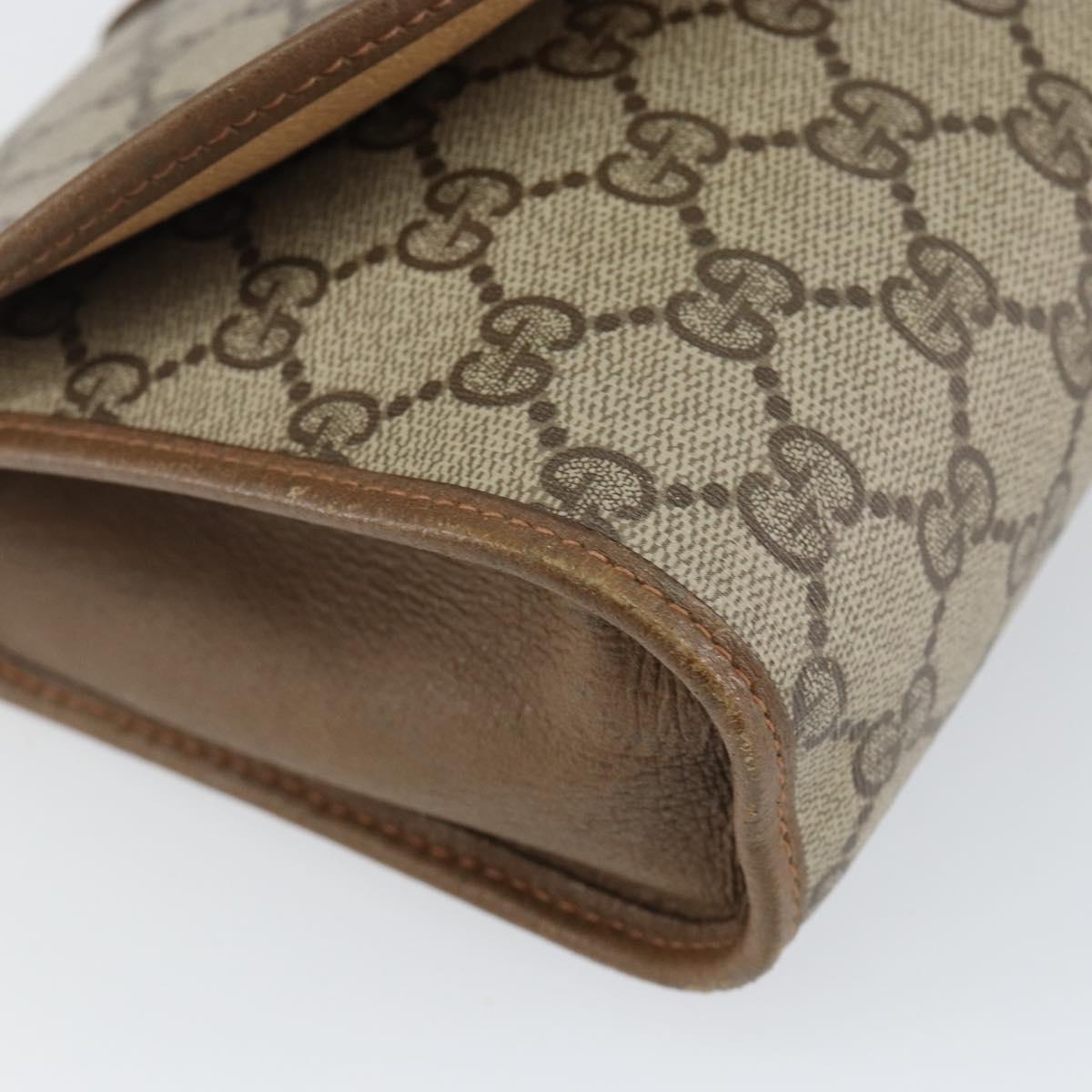 GUCCI GG Supreme Web Sherry Line Bag PVC Beige Gold 89 01 030 Auth bs29623