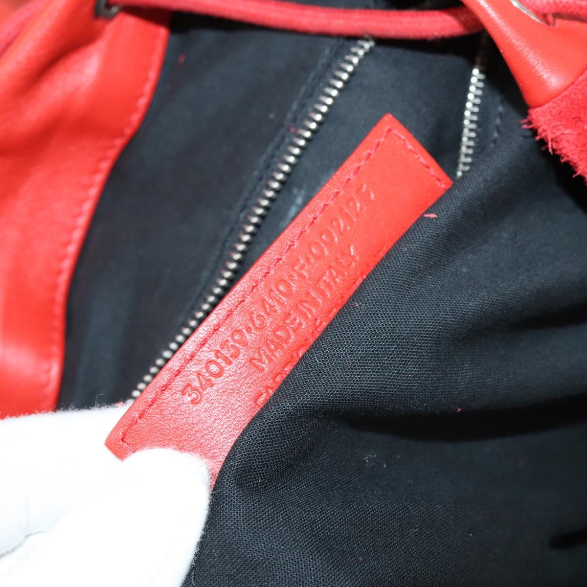 BALENCIAGA Backpack Suede Red Silver Auth bs29626
