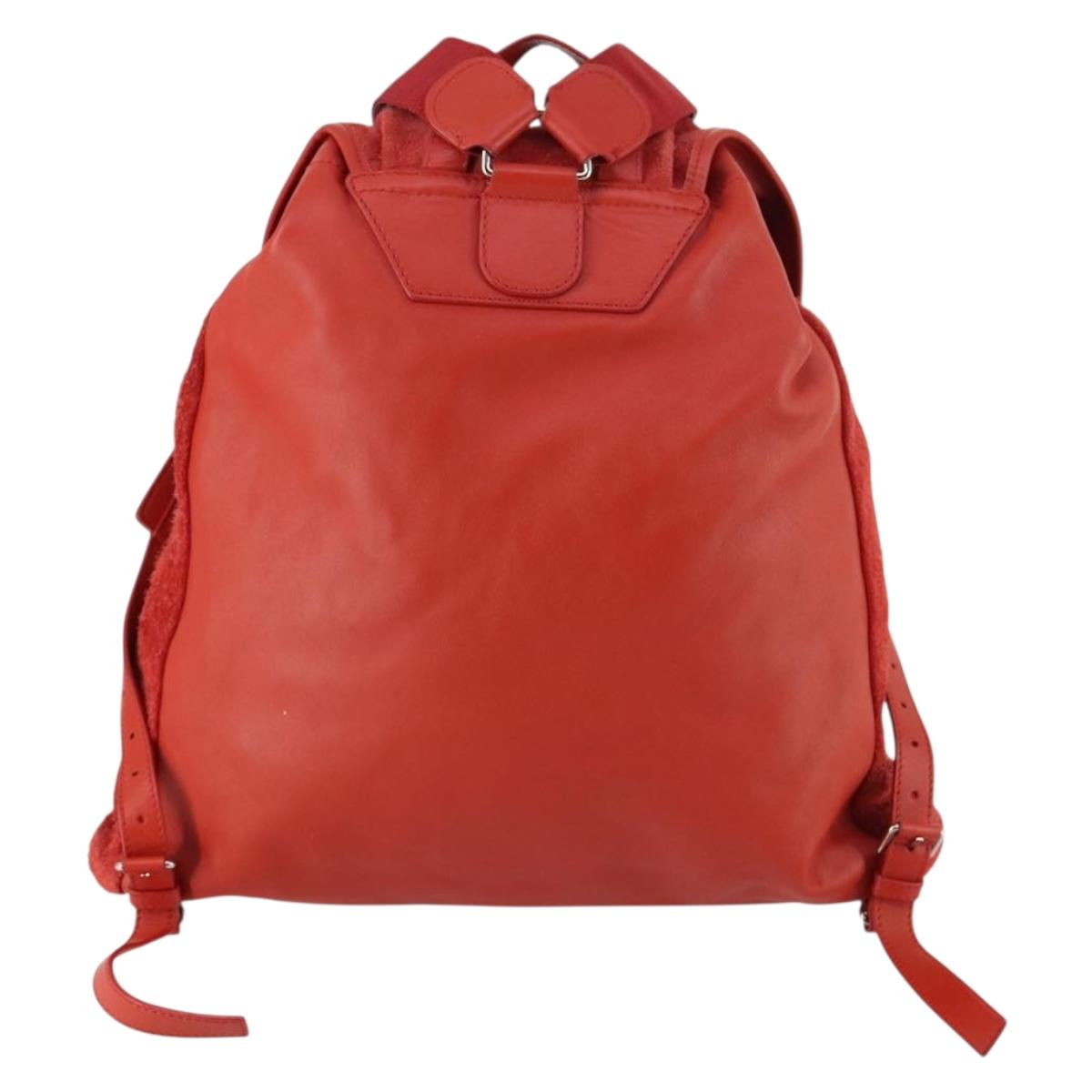 BALENCIAGA Backpack Suede Red Silver Auth bs29626