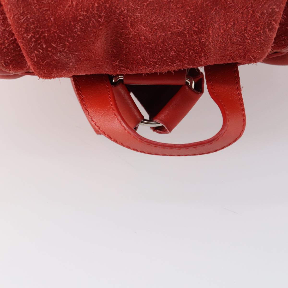 BALENCIAGA Backpack Suede Red Silver Auth bs29626