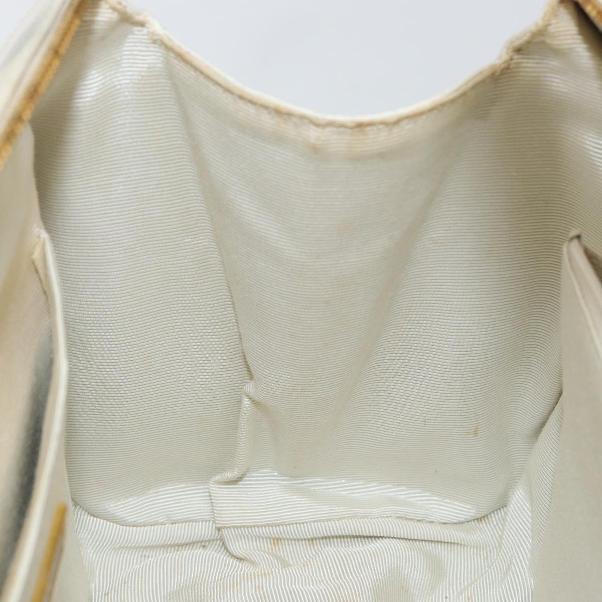 VALENTINO Hand Bag Leather White Gold Auth bs29636