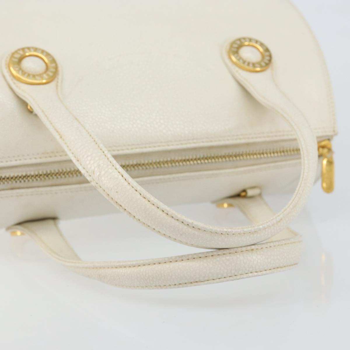 VALENTINO Hand Bag Leather White Gold Auth bs29636