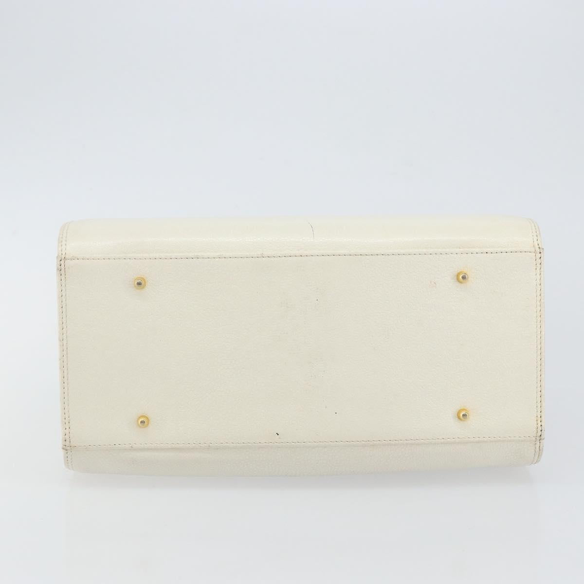 VALENTINO Hand Bag Leather White Gold Auth bs29636