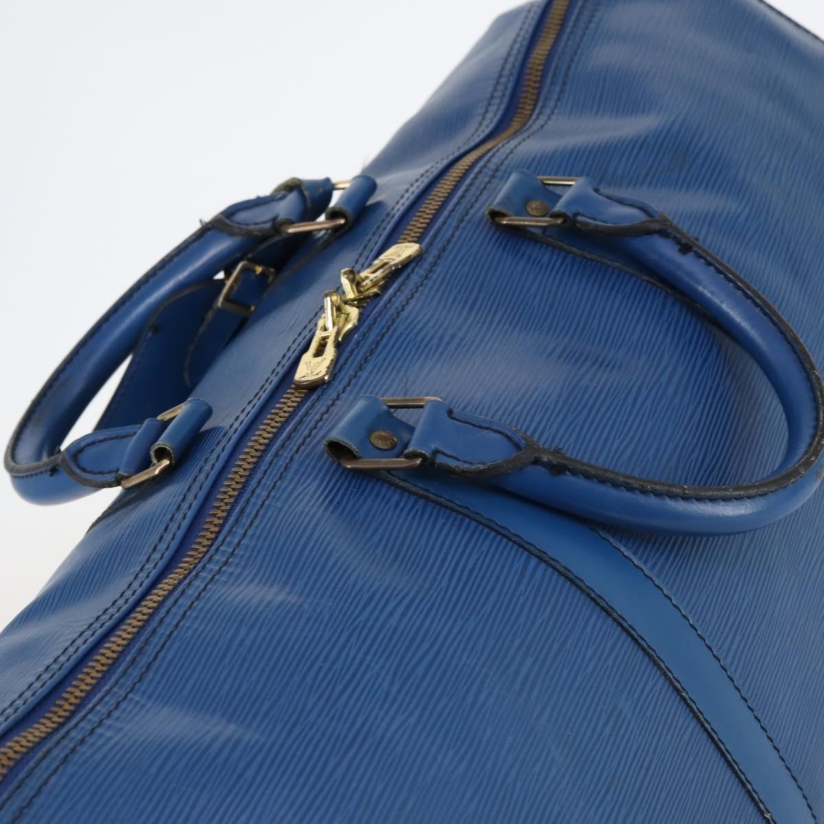 LOUIS VUITTON Epi Keepall 50 Boston Bag Blue M42965 LV Auth bs29642