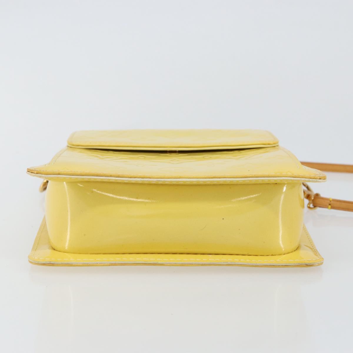 LOUIS VUITTON Monogram Vernis Motto Pouch Lime Yellow M91059 LV Auth bs29653