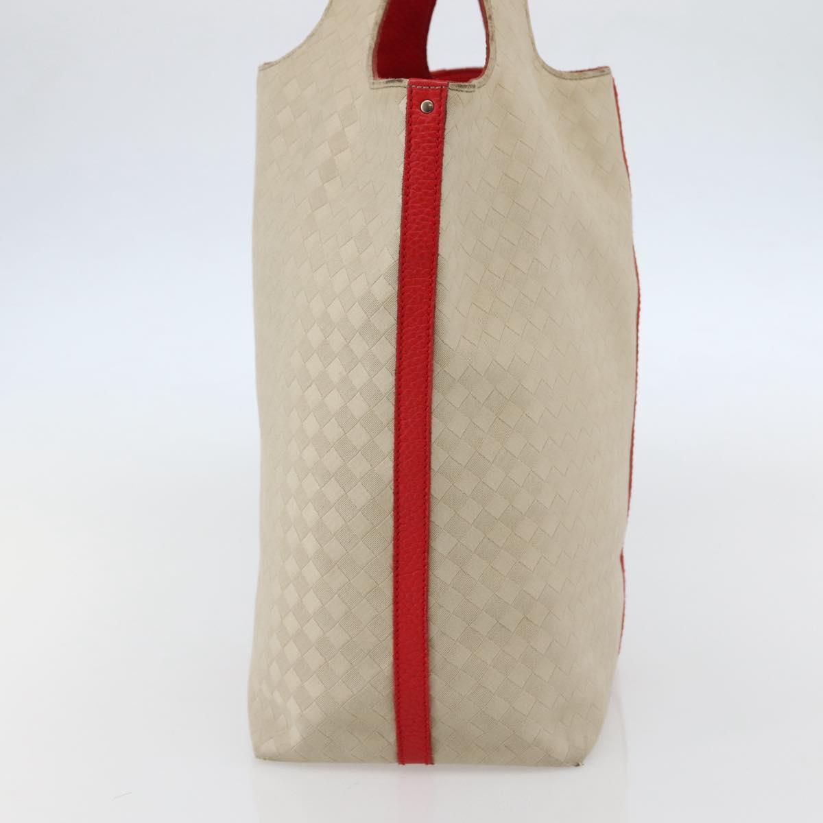 BOTTEGA VENETA INTRECCIATO Tote Bag Canvas Beige Silver Auth bs29655