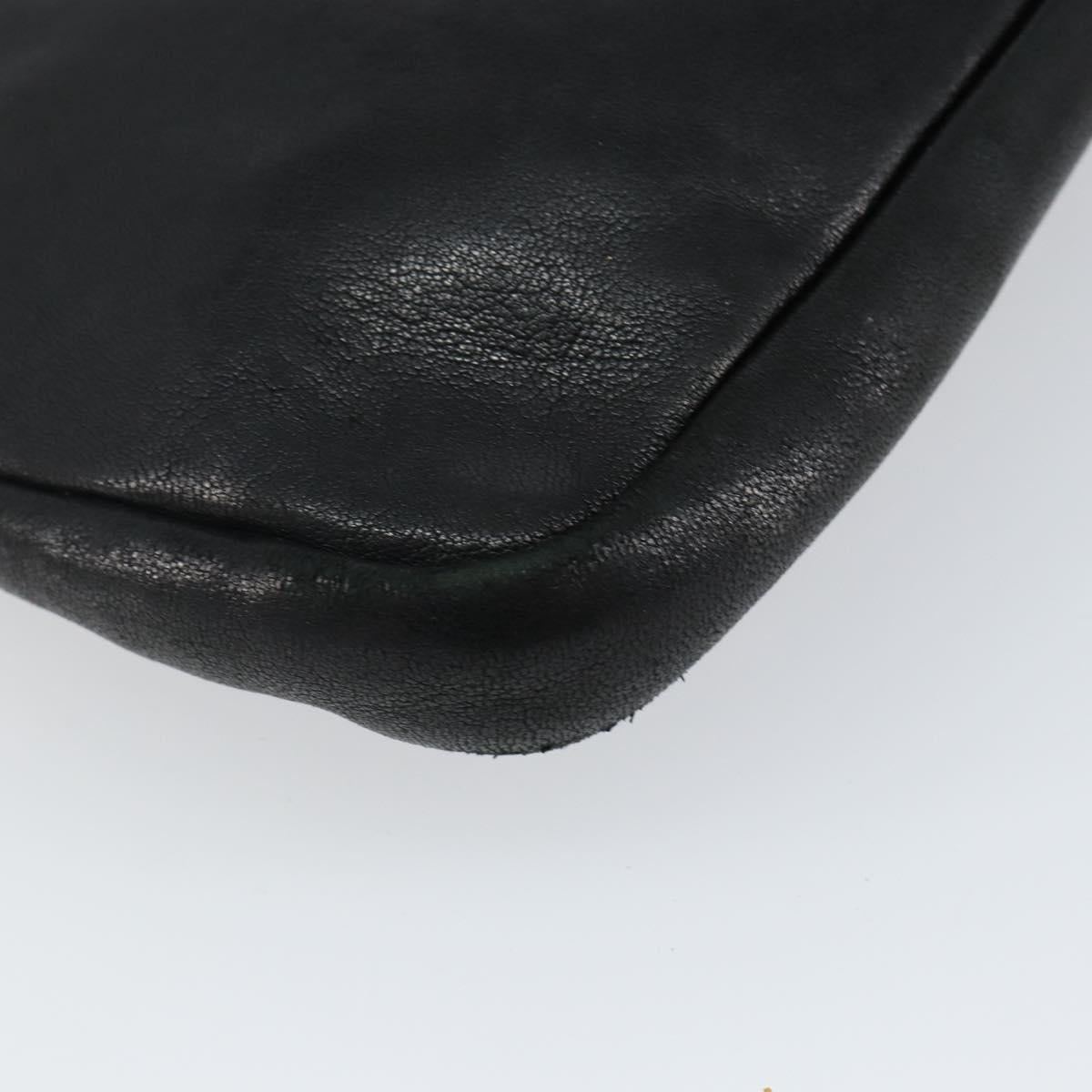 Jimmy Choo Star Studs Clutch Bag Leather Black Silver Auth bs29658