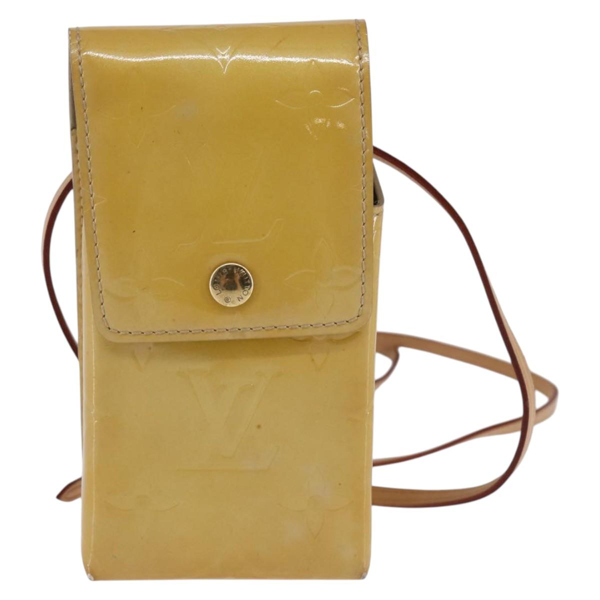 LOUIS VUITTON Monogram Vernis Green Cigarette Case Beige M91048 LV Auth bs29664