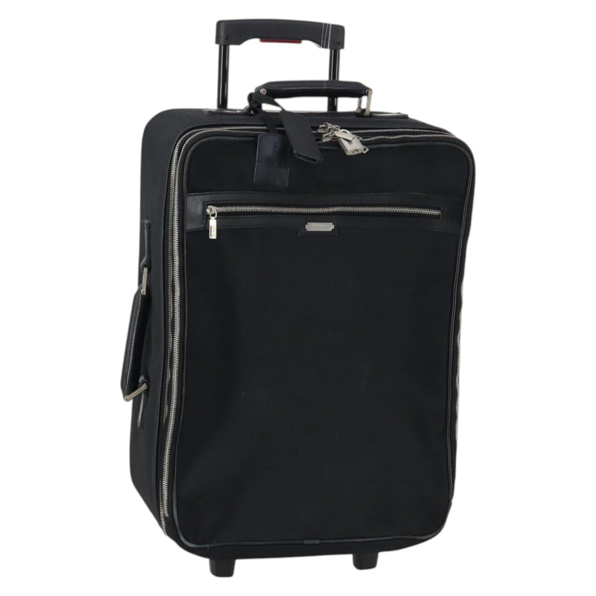 Salvatore Ferragamo Suitcase Canvas Black Silver Auth bs29676