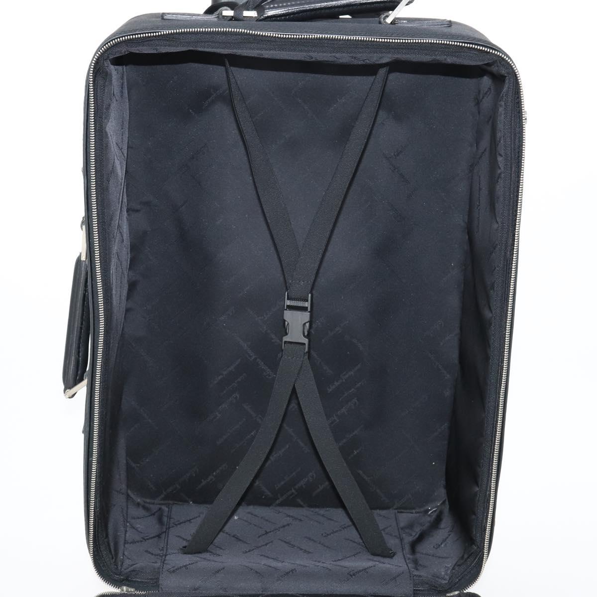 Salvatore Ferragamo Suitcase Canvas Black Silver Auth bs29676