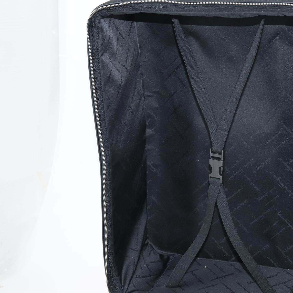Salvatore Ferragamo Suitcase Canvas Black Silver Auth bs29676