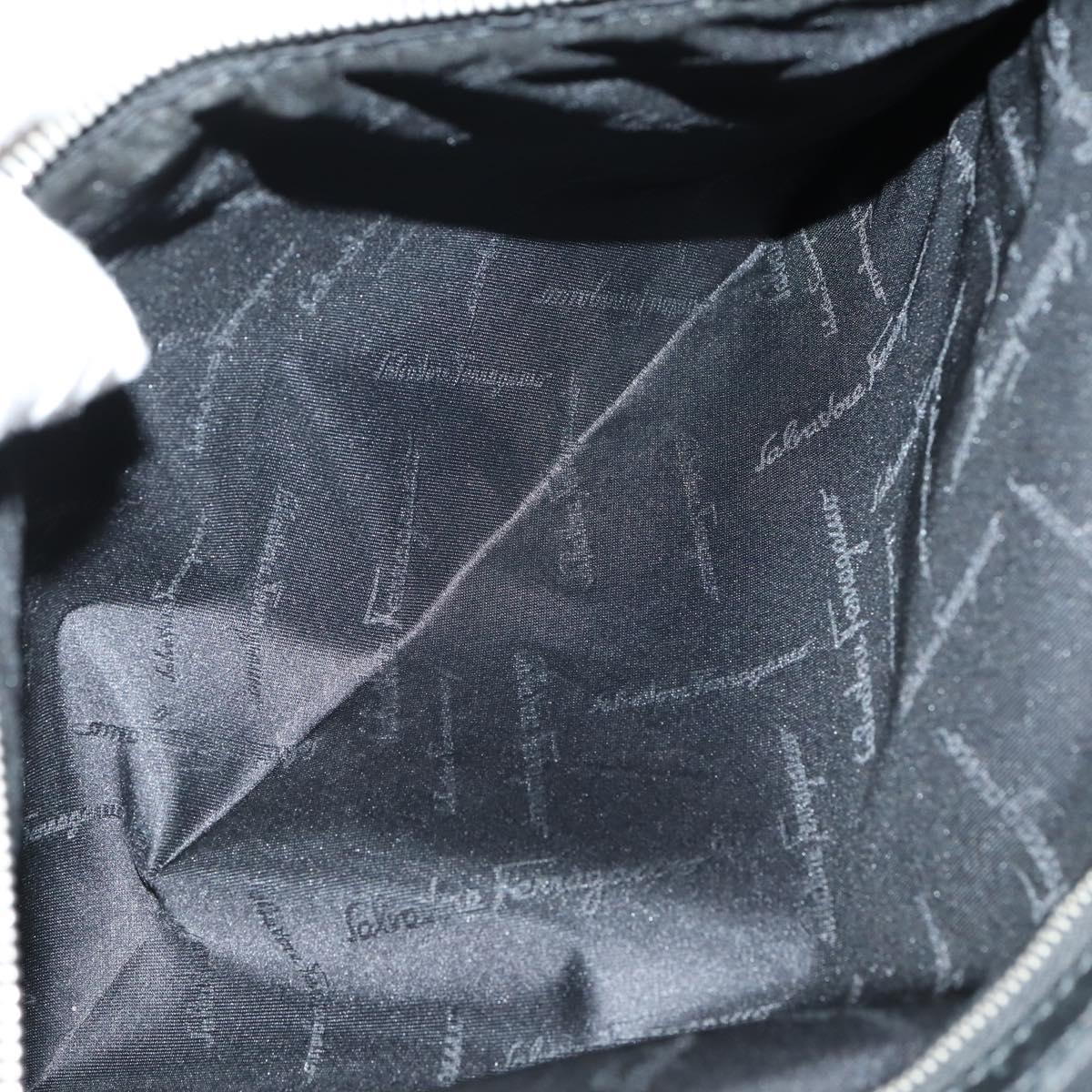 Salvatore Ferragamo Suitcase Canvas Black Silver Auth bs29676