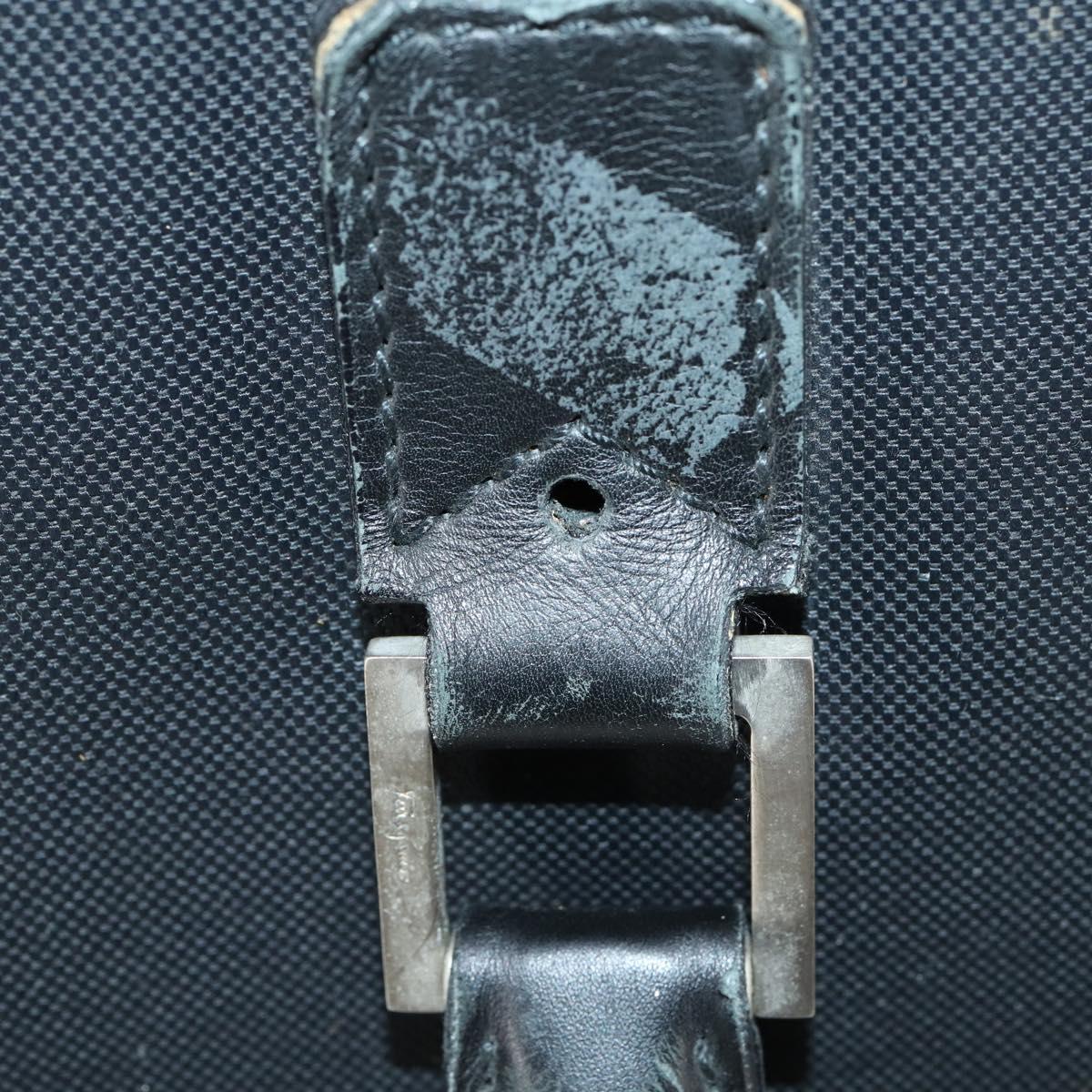 Salvatore Ferragamo Suitcase Canvas Black Silver Auth bs29676