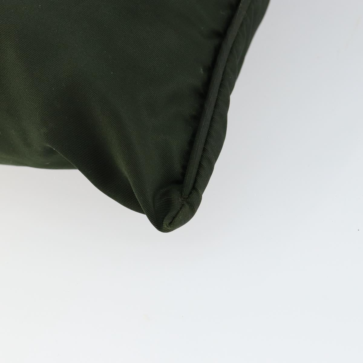 PRADA Shoulder Bag Nylon Khaki Silver Auth bs29677