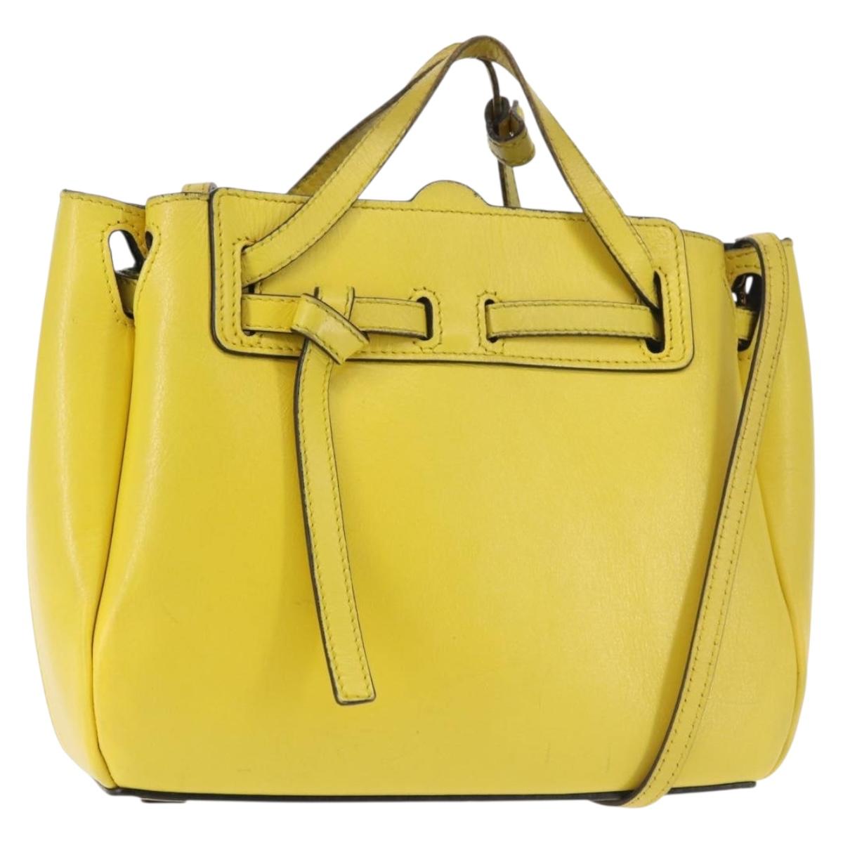 LOEWE Shoulder Bag Leather 2way Yellow Gold Auth bs29684