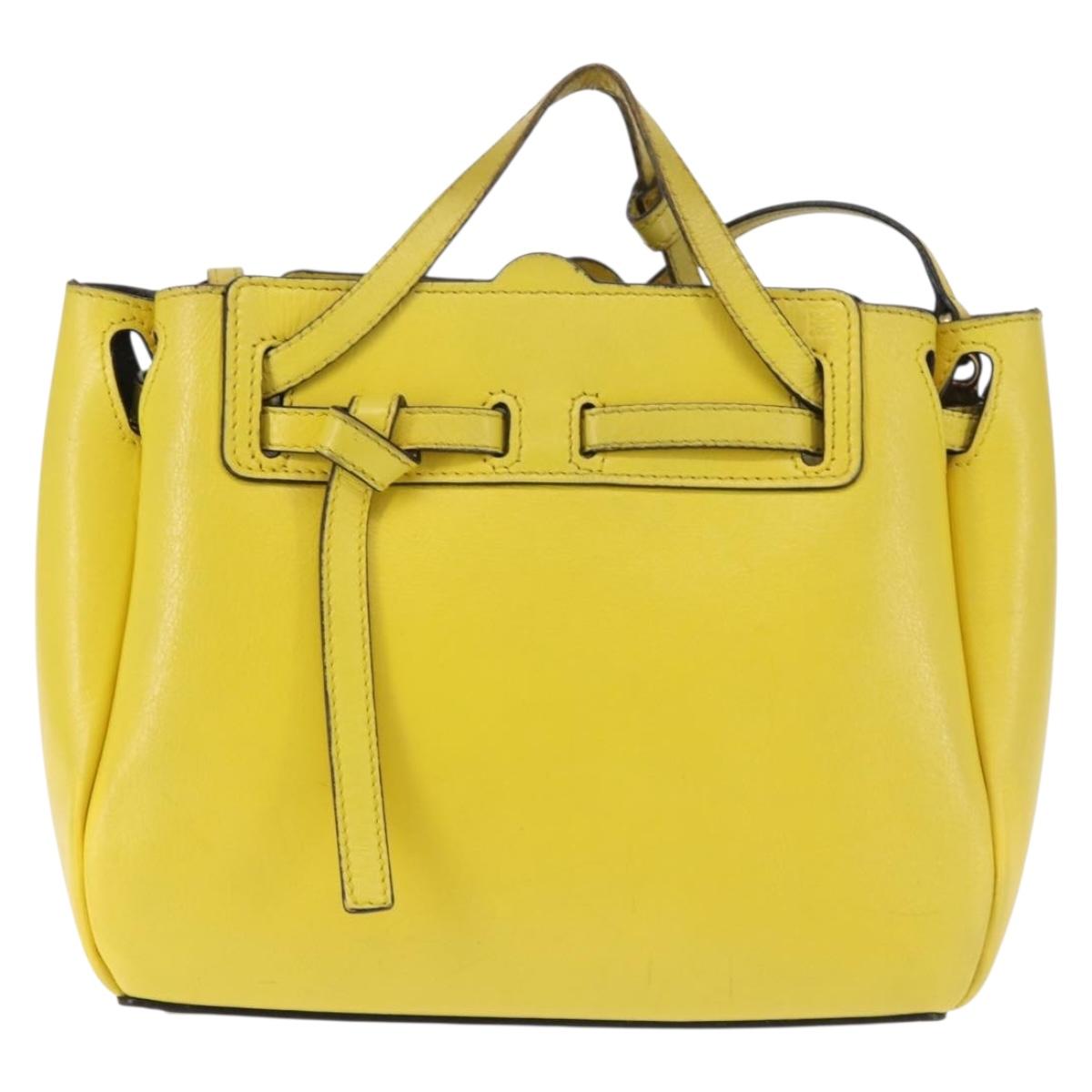 LOEWE Shoulder Bag Leather 2way Yellow Gold Auth bs29684