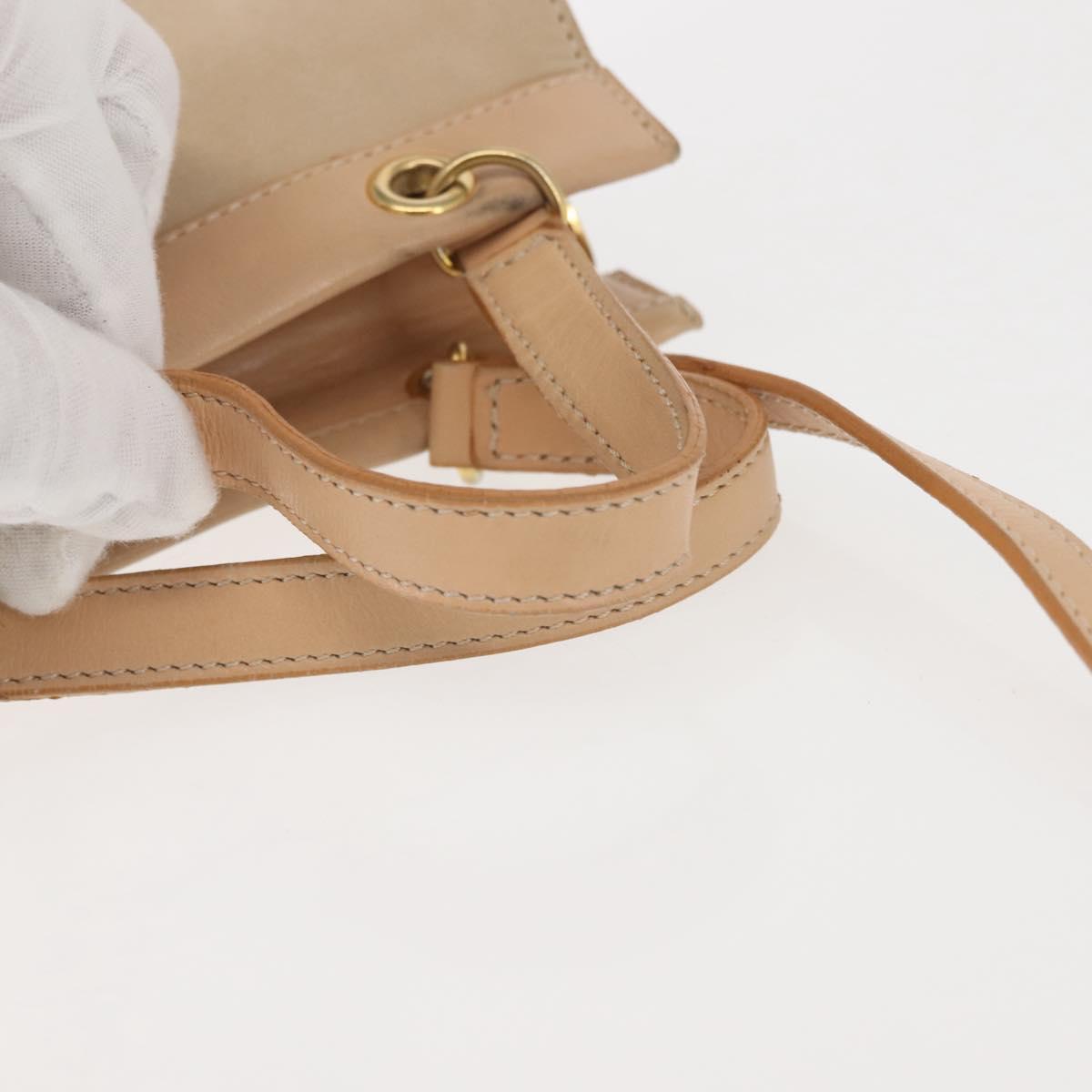 CELINE Shoulder Bag Suede Leather 2way Beige Gold Auth bs29686