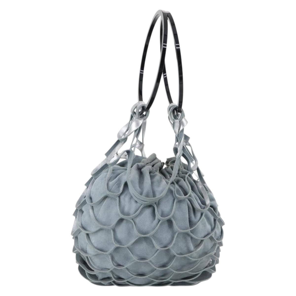 Salvatore Ferragamo Shoulder Bag Suede Silver Black Auth bs29687