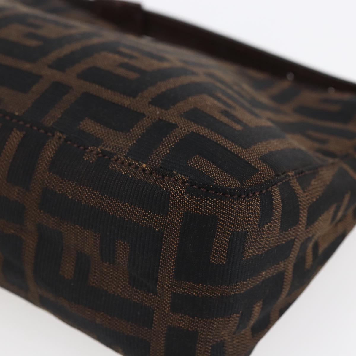 FENDI Hand Pouch Zucca Canvas Black Brown Auth bs29696