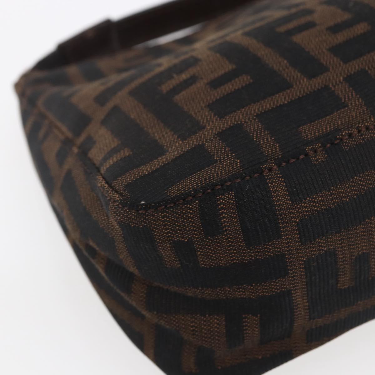 FENDI Hand Pouch Zucca Canvas Black Brown Auth bs29696