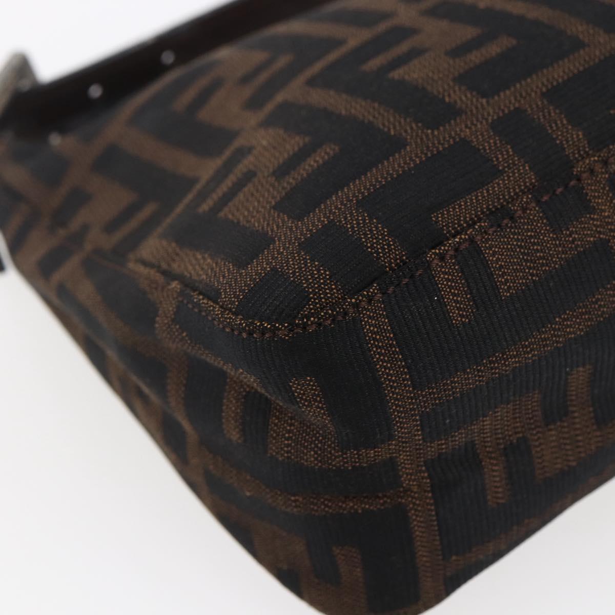 FENDI Hand Pouch Zucca Canvas Black Brown Auth bs29696