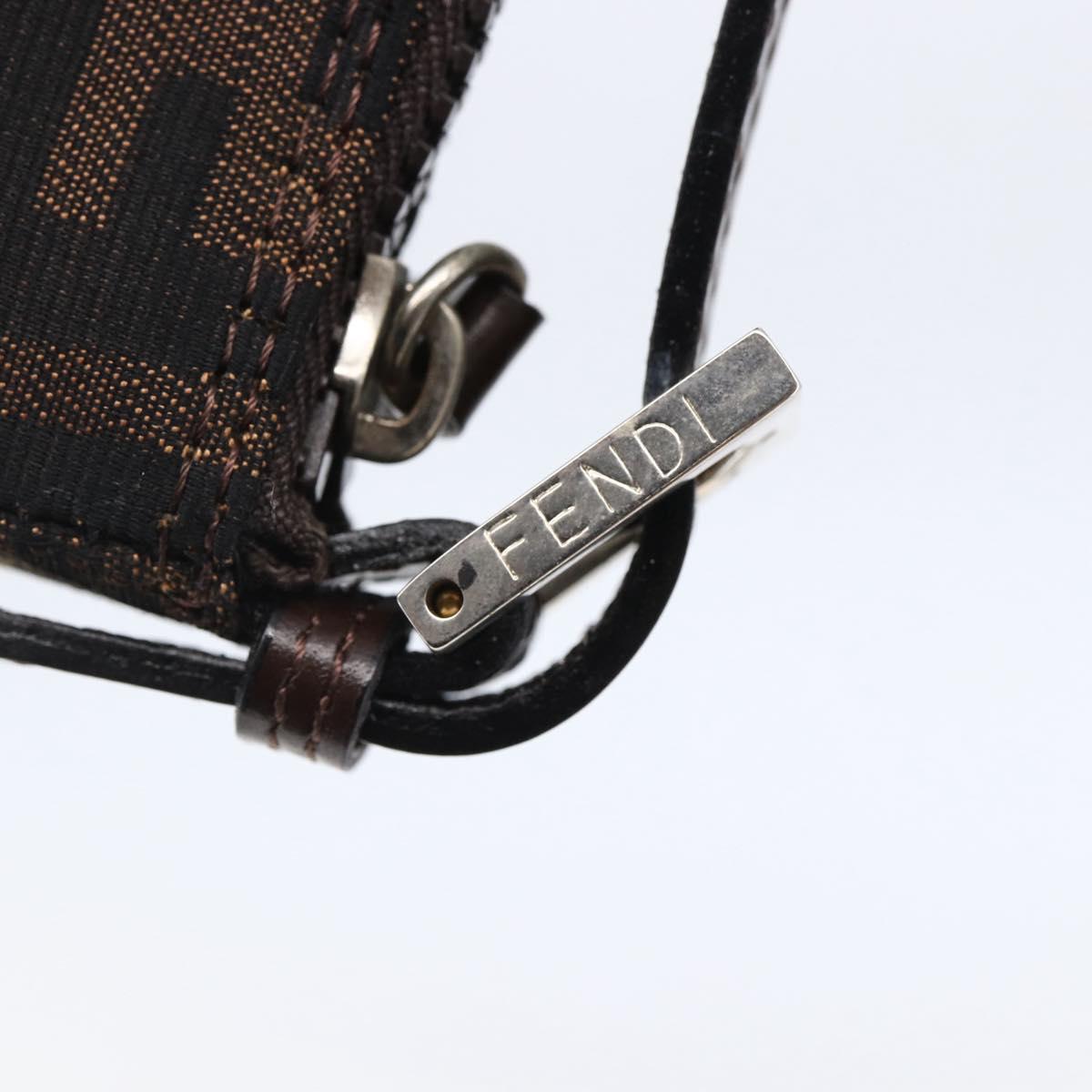 FENDI Hand Pouch Zucca Canvas Black Brown Auth bs29696