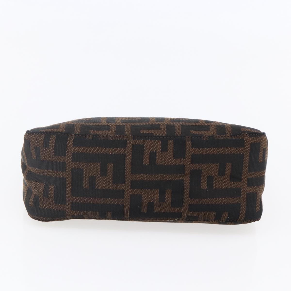 FENDI Hand Pouch Zucca Canvas Black Brown Auth bs29696