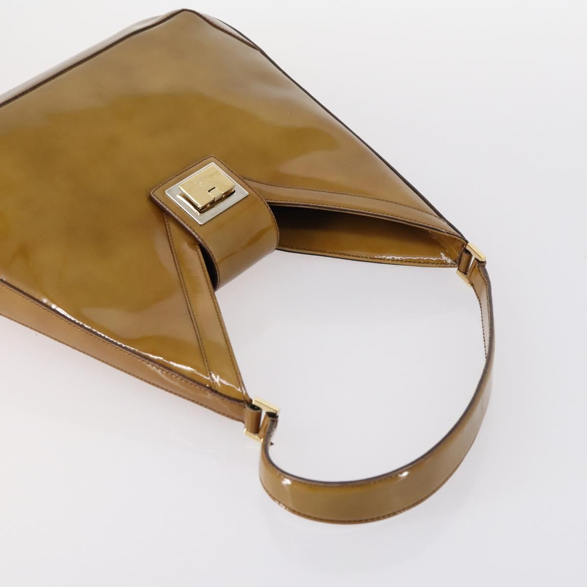 Salvatore Ferragamo Bag Enamel Canvas Leather 7Set Black Brown Auth bs29709