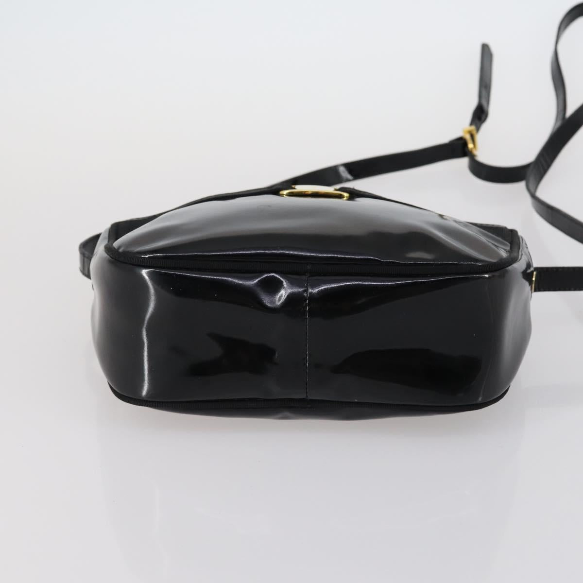 Salvatore Ferragamo Bag Enamel Canvas Leather 7Set Black Brown Auth bs29709