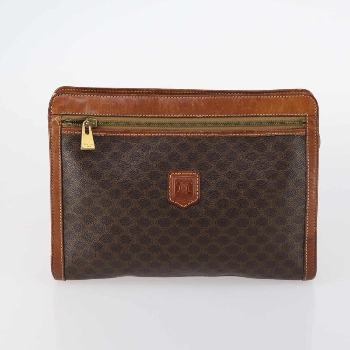 CELINE Hand Bag Canvas Nylon PVC 6 Set Brown Navy Green Auth bs29710