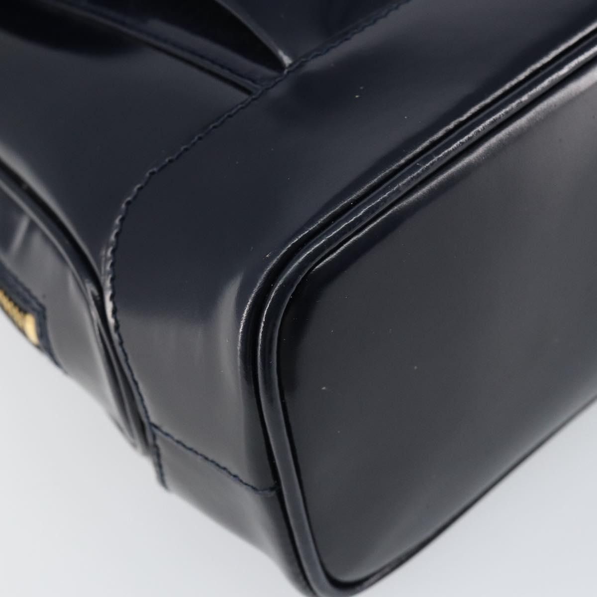 GUCCI Bamboo Shoulder Bag Patent leather Navy Gold 001 2113 1650 Auth bs29711