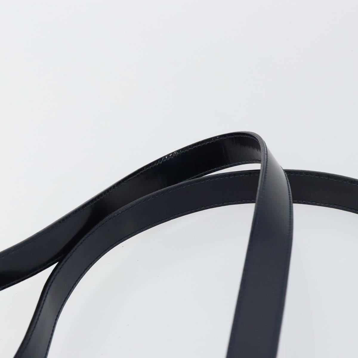 GUCCI Bamboo Shoulder Bag Patent leather Navy Gold 001 2113 1650 Auth bs29711