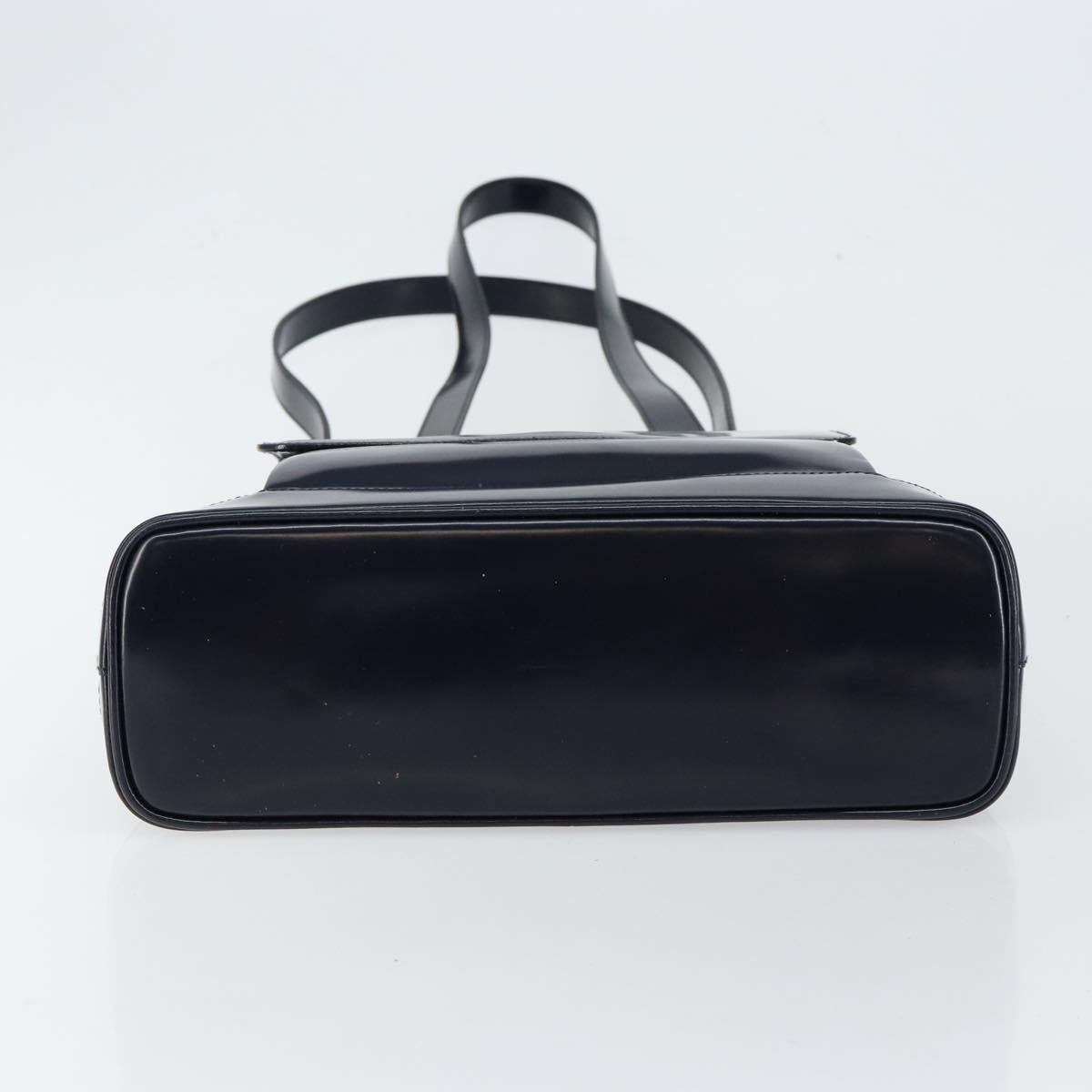 GUCCI Bamboo Shoulder Bag Patent leather Navy Gold 001 2113 1650 Auth bs29711