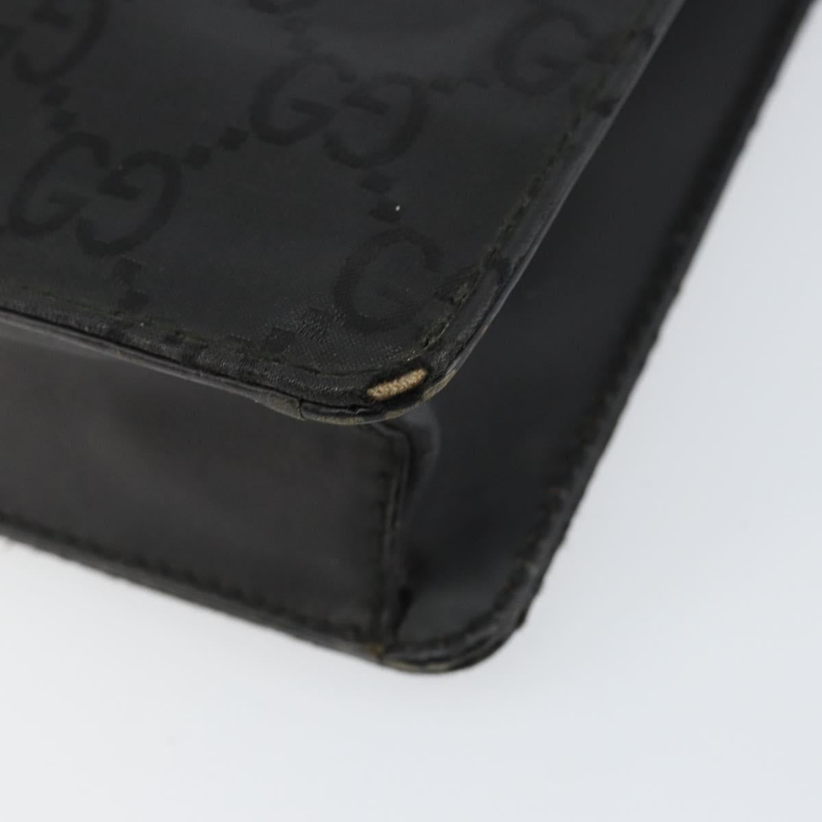 GUCCI GG Canvas Briefcase Nylon Black Silver 015 0235 Auth bs29713