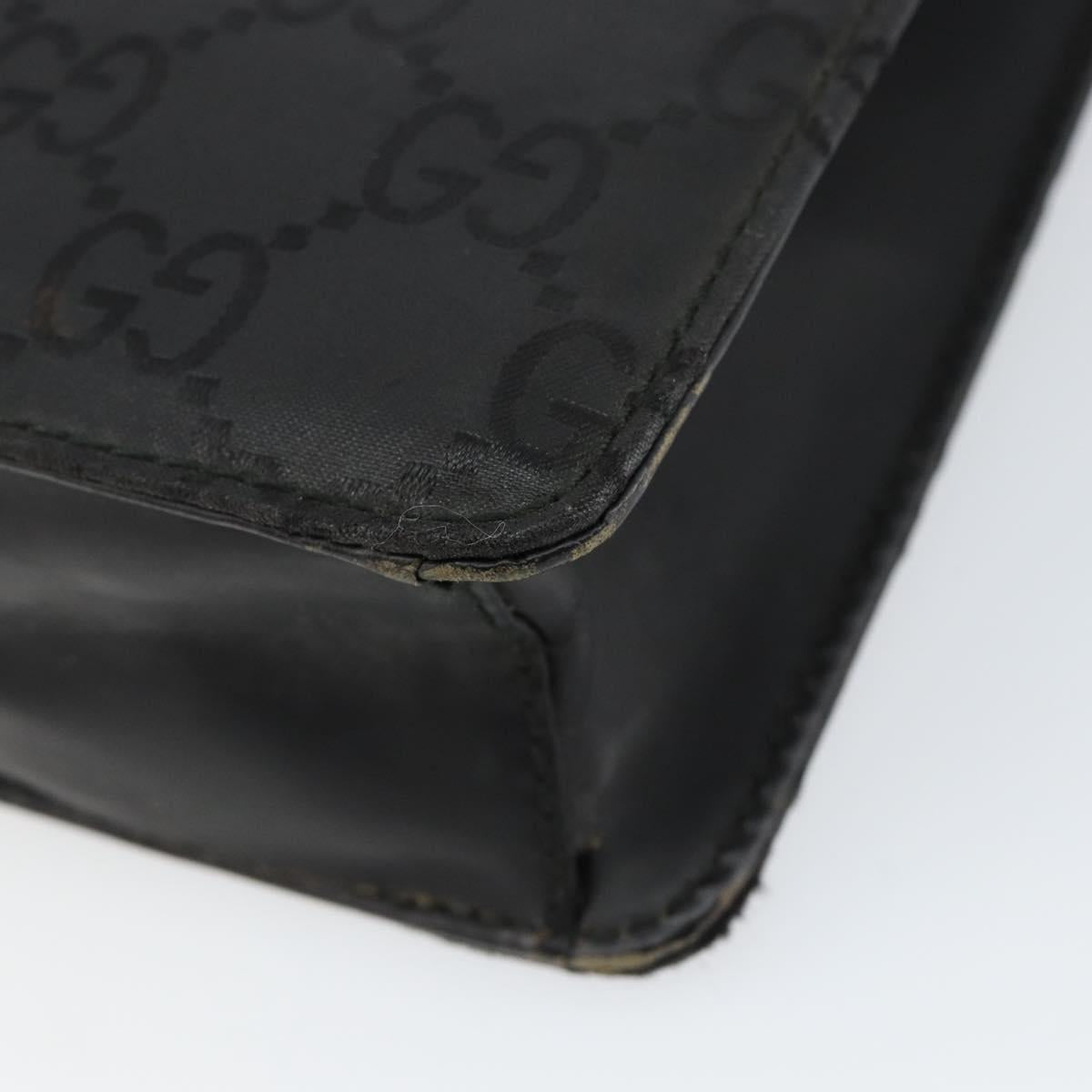 GUCCI GG Canvas Briefcase Nylon Black Silver 015 0235 Auth bs29713