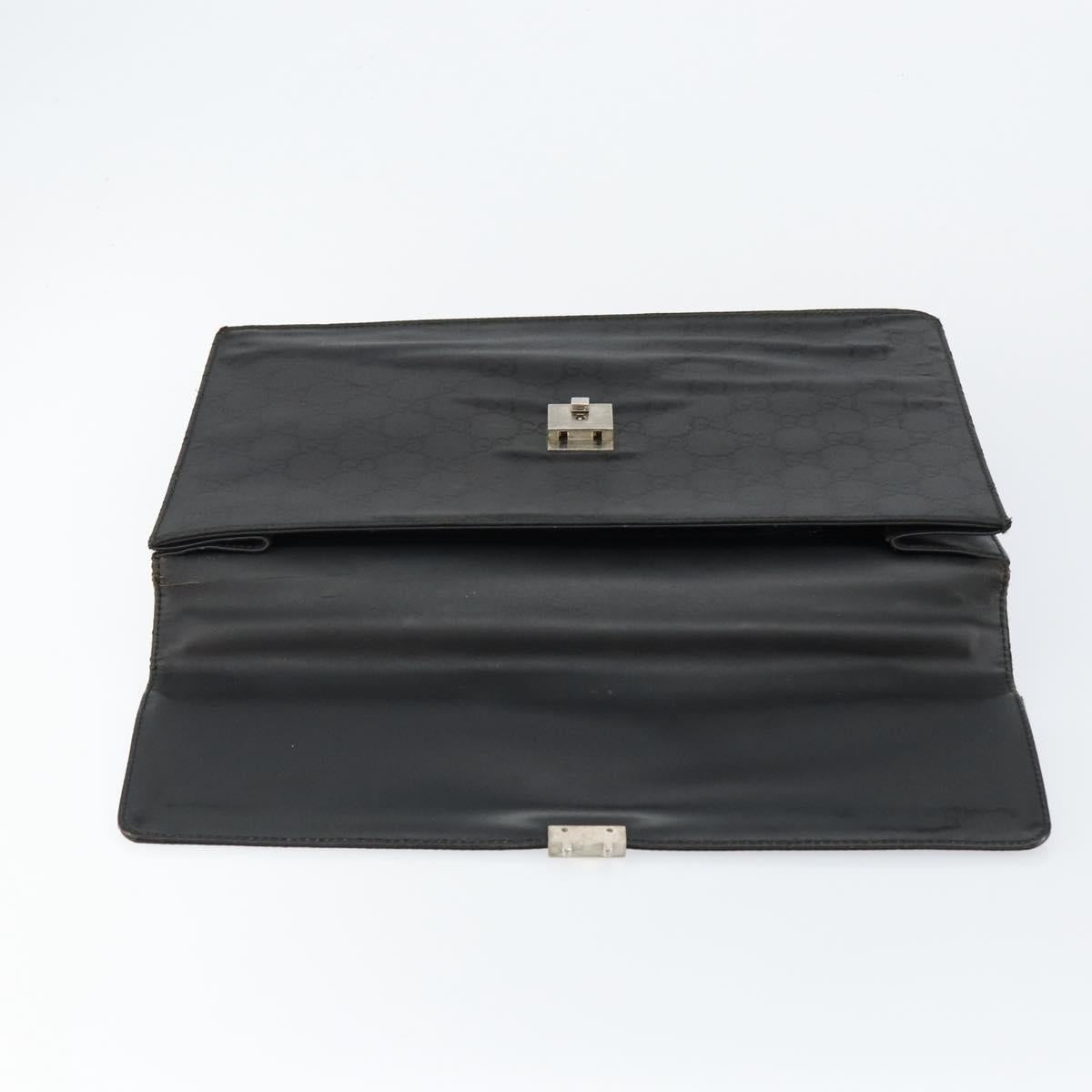 GUCCI GG Canvas Briefcase Nylon Black Silver 015 0235 Auth bs29713