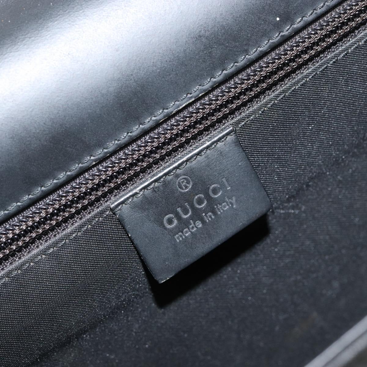 GUCCI GG Canvas Briefcase Nylon Black Silver 015 0235 Auth bs29713