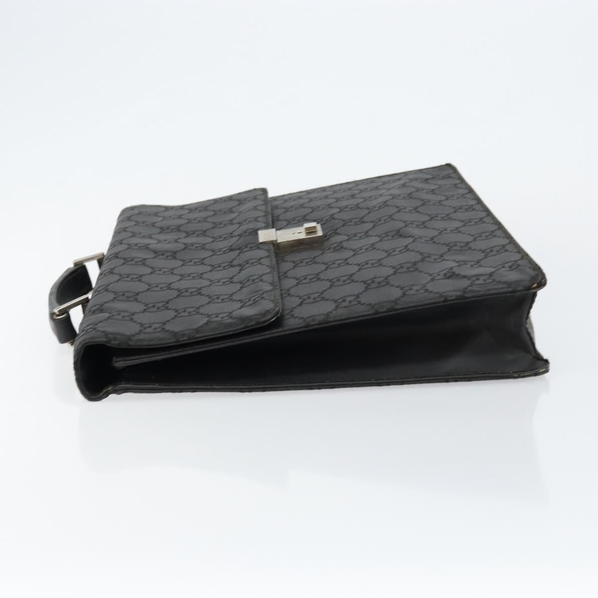 GUCCI GG Canvas Briefcase Nylon Black Silver 015 0235 Auth bs29713