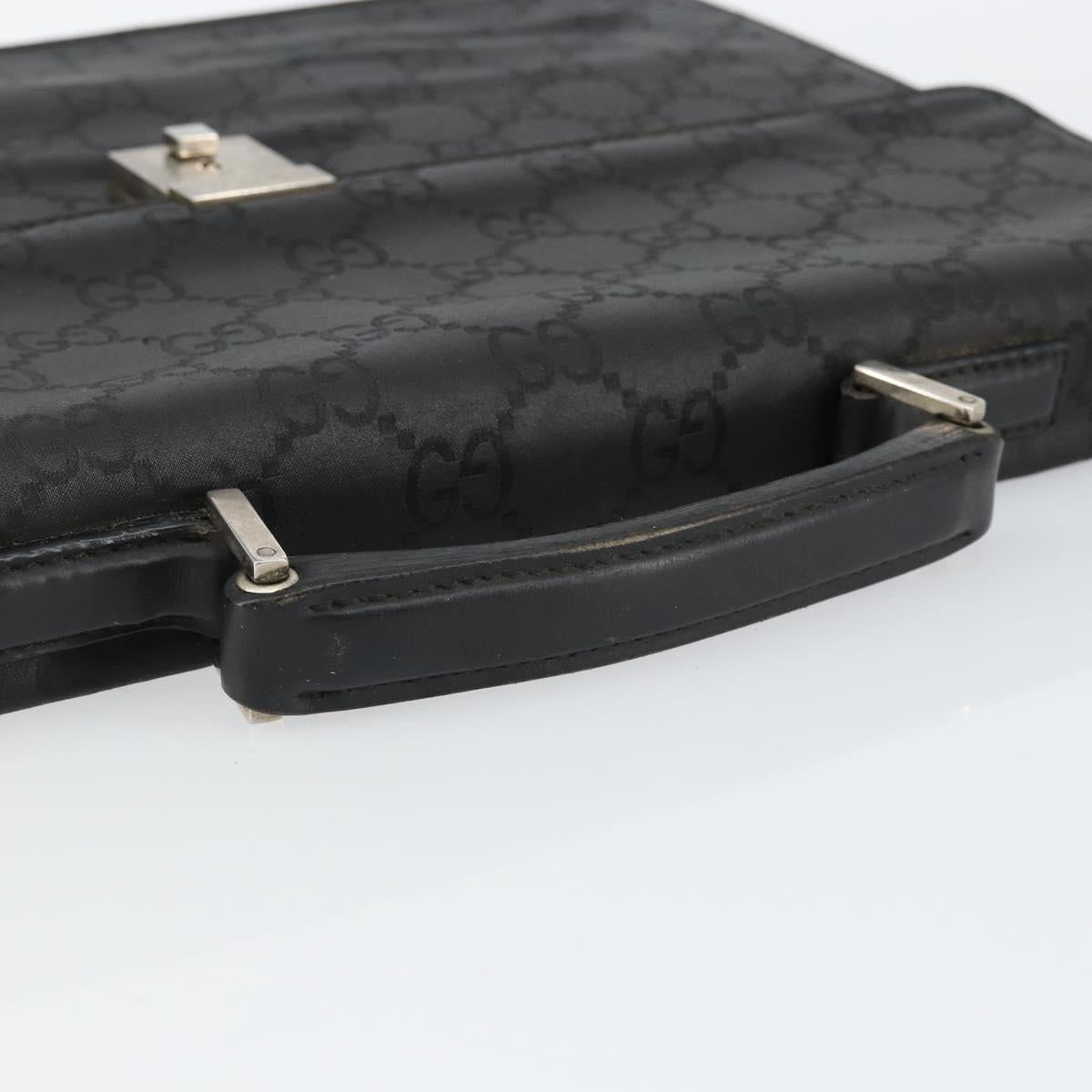 GUCCI GG Canvas Briefcase Nylon Black Silver 015 0235 Auth bs29713