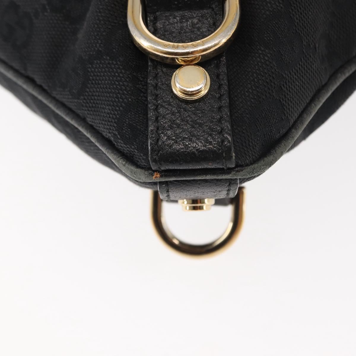 GUCCI GG Canvas Abbey Shoulder Bag Black Gold 131326 Auth bs29715