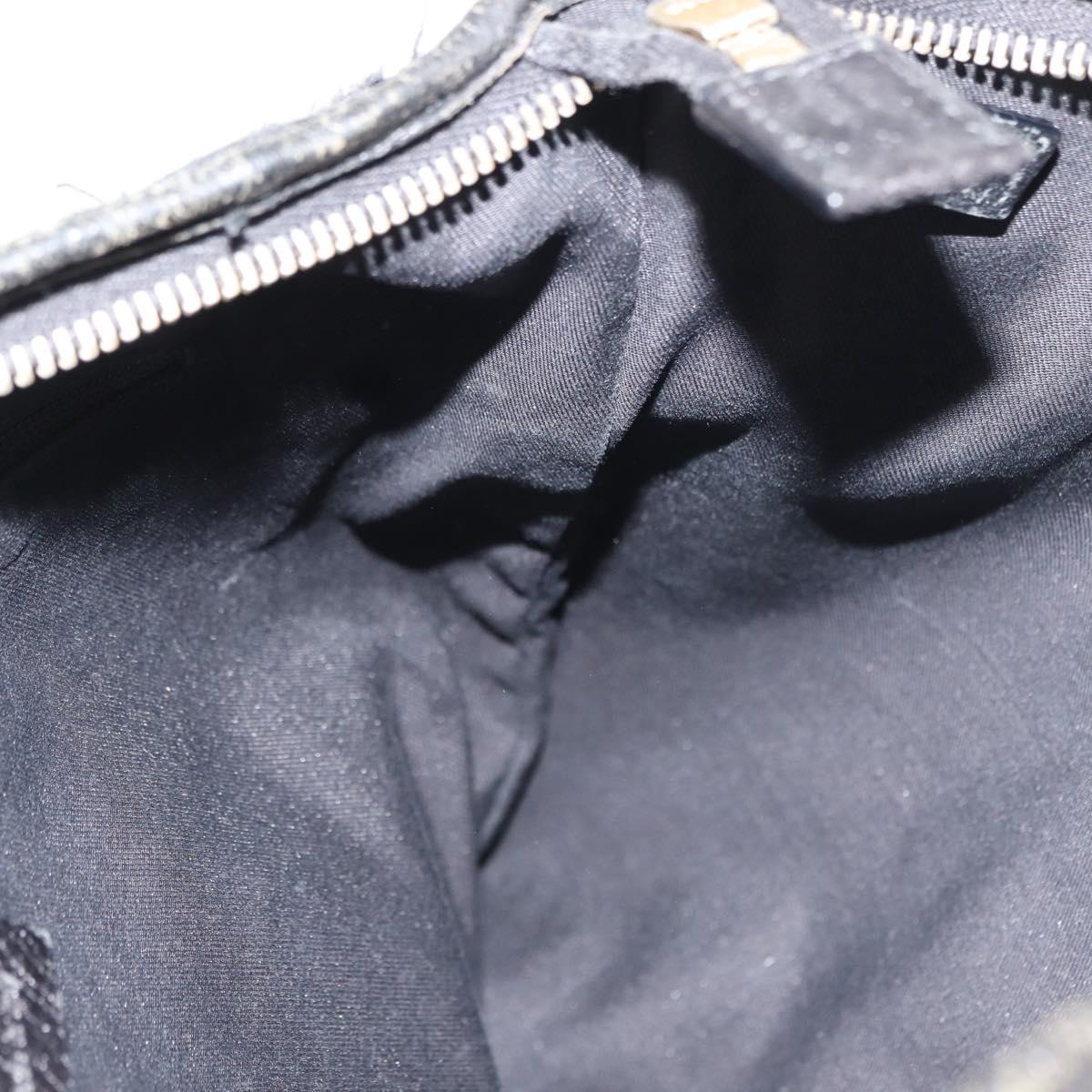 GUCCI GG Canvas Abbey Shoulder Bag Black Gold 131326 Auth bs29715