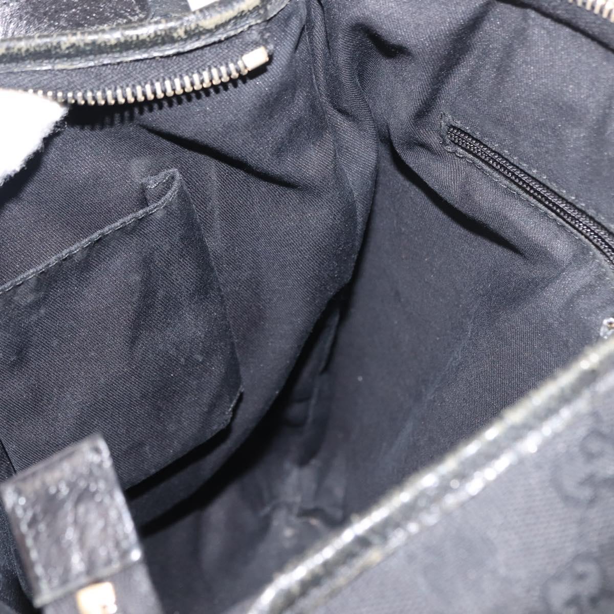 GUCCI GG Canvas Abbey Shoulder Bag Black Gold 131326 Auth bs29715