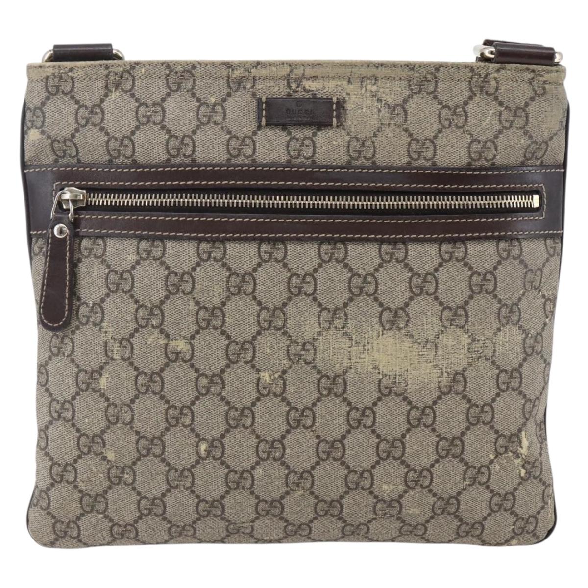 GUCCI GG Supreme Shoulder Bag PVC Beige Gold 295257 Auth bs29716